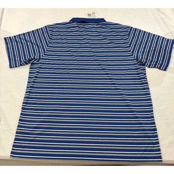 MAJESTIC COOL BASE LA DODGERS MENS GOLF POLO SHIRT BLUE GRAY WHITE STRIPED 2XL - Picture 3 of 5